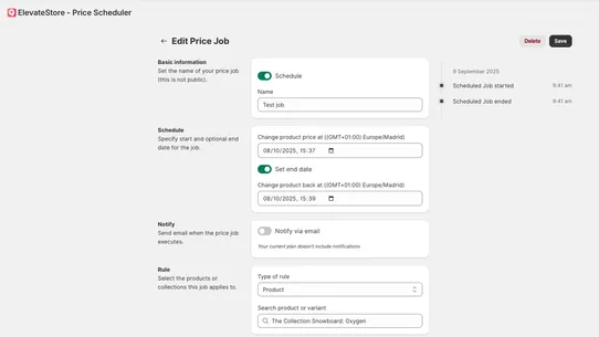 ElevateStore ‑ Price Scheduler screenshot