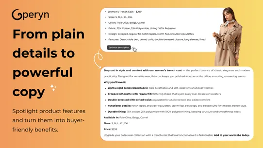Operyn: AI Product Description screenshot
