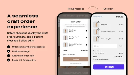 One Click Checkout Links screenshot