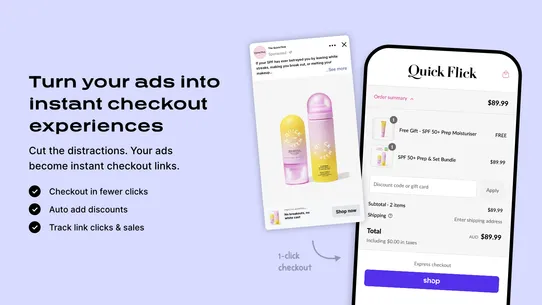 One Click Checkout Links screenshot