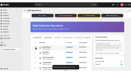 Axnivo‑Collection Create Edit screenshot