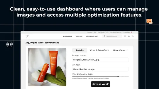 Milople WebP Image Optimizer screenshot