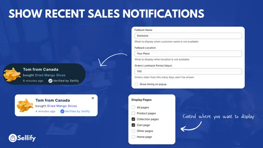 Sellify Sales Pop Social Proof screenshot