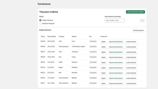 MyXline pikakuljetus screenshot