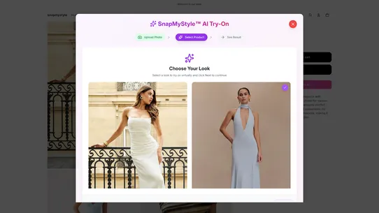 SnapMyStyle Virtual AI Try‑On screenshot