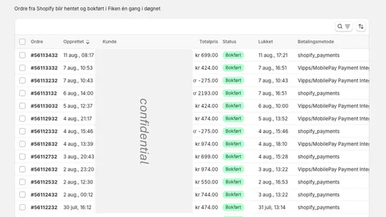 Flett: Fiken‑integrasjon screenshot