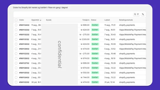 Flett: Fiken‑integrasjon screenshot