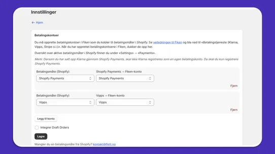 Flett: Fiken‑integrasjon screenshot