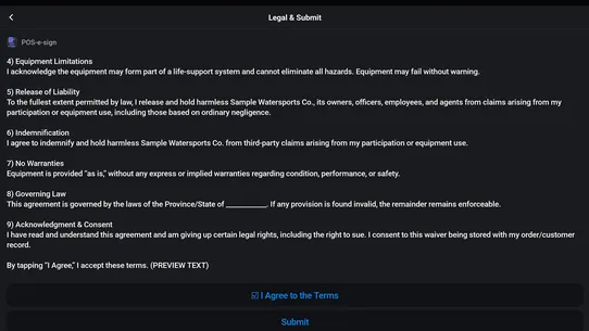 POS e‑sign screenshot