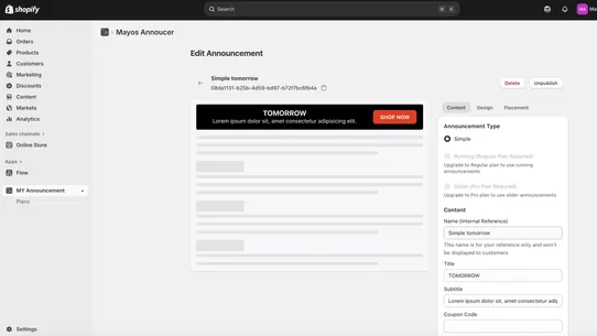 Mayyos Announcement Bar screenshot