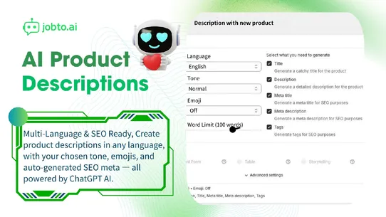 Jobto AI Product Description screenshot