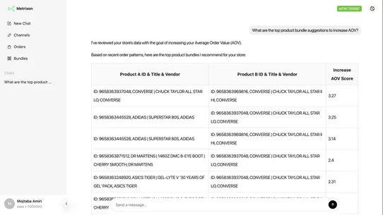 Product Bundles: Metrixon AI screenshot