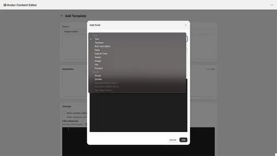 Andor Content Editor screenshot