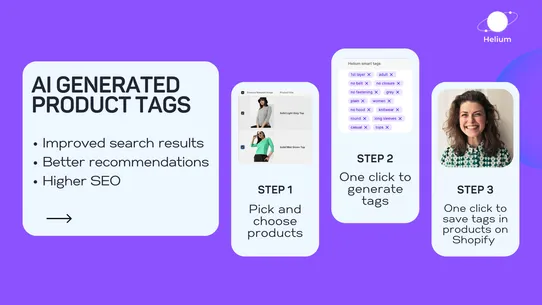 Helium AI product tags screenshot
