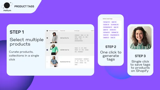 Helium AI product tags screenshot