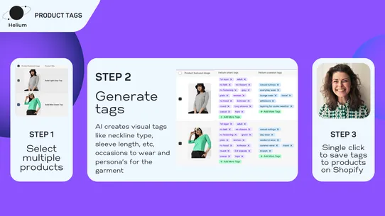 Helium AI product tags screenshot