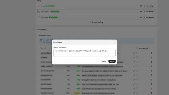 Automatic SEO screenshot