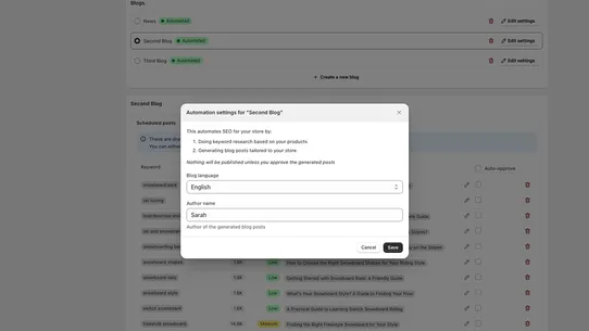Automatic SEO screenshot