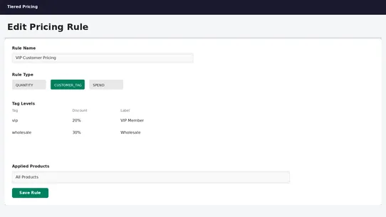 Tiered Pricing screenshot