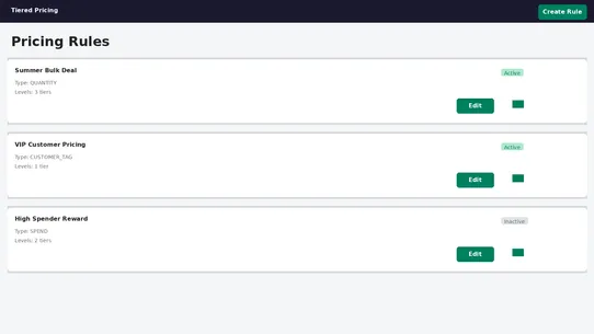 Tiered Pricing screenshot