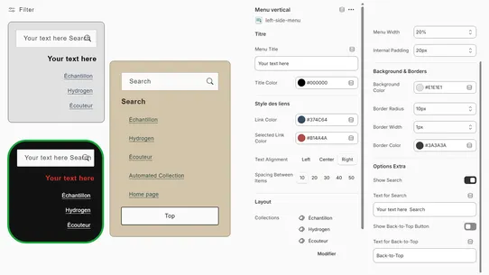 Left side menu screenshot