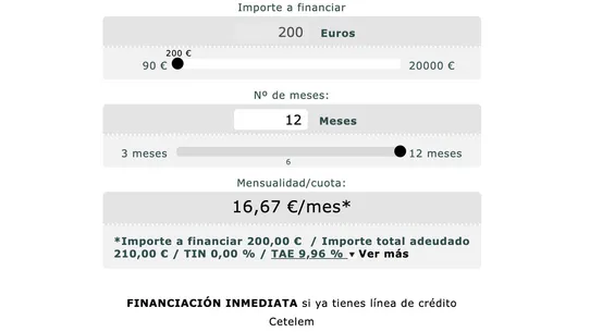 Calculadora Cetelem screenshot