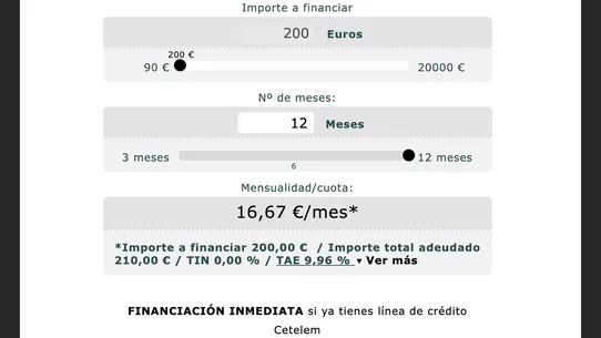 Calculadora Cetelem screenshot