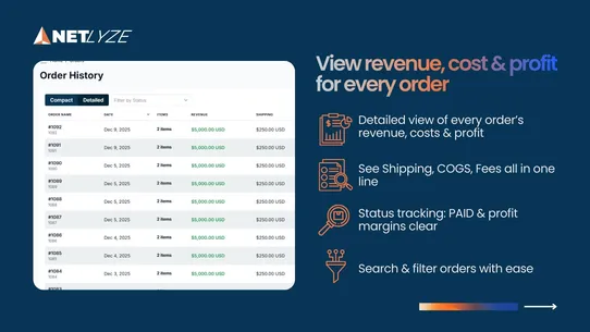 Netlyze ‑ Profit tracking screenshot