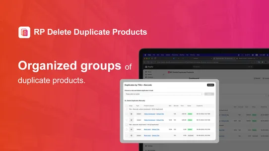 RP Delete Duplicate Products screenshot