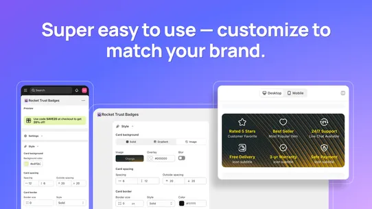 Rocket Trust &amp; Feature Badges screenshot