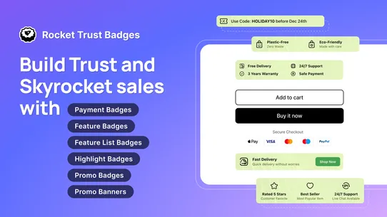 Rocket Trust &amp; Feature Badges screenshot