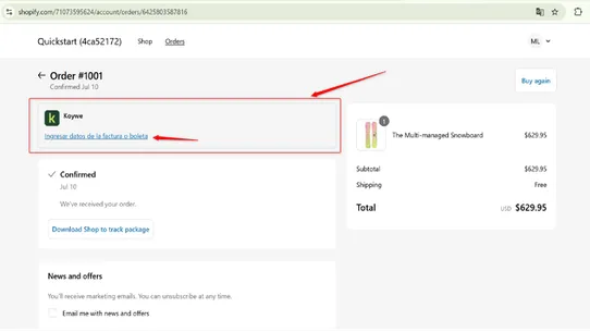Koywe Row Billing screenshot