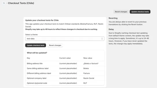 Factura en Checkout screenshot