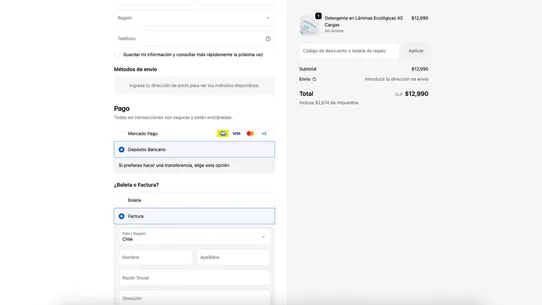 Factura en Checkout screenshot