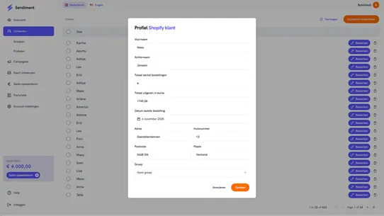 Sendiment screenshot