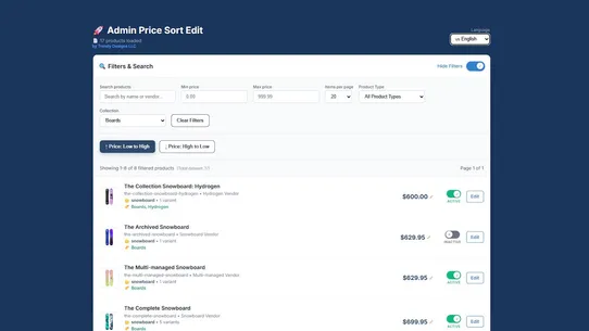 Admin Price Sort screenshot