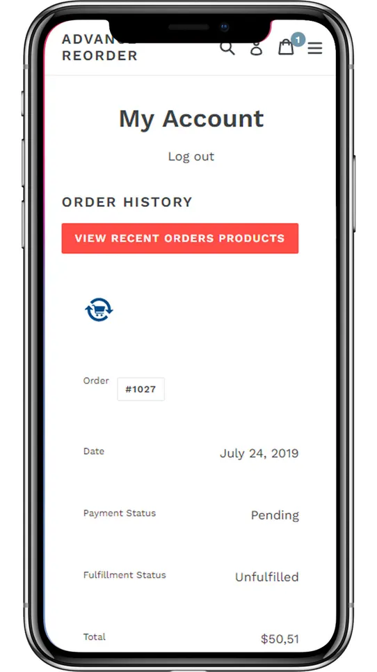 Advance Reorder ‑ Repeat Order screenshot