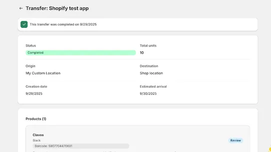 Barcode Stock Transfer Scanner screenshot