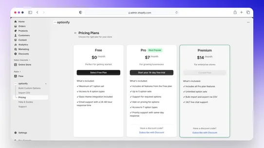 Optionify screenshot