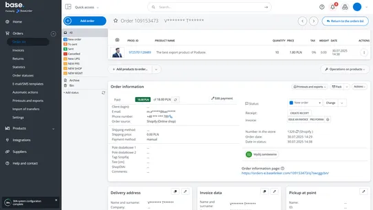 base.com (formerly BaseLinker) screenshot