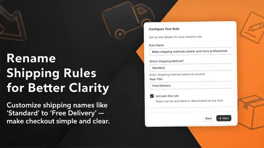 F: Sort Hide Shipping Methods screenshot