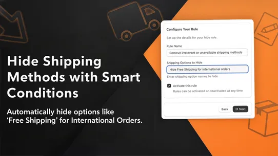 F: Sort Hide Shipping Methods screenshot