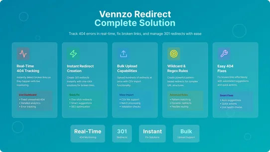 Vennzo Redirect: 301 &amp; Fix 404 screenshot