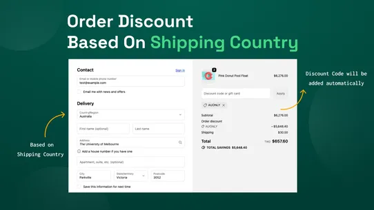 shipping country discount screenshot