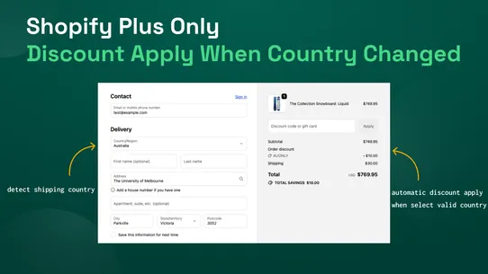 shipping country discount screenshot