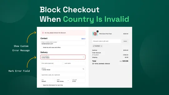 shipping country discount screenshot