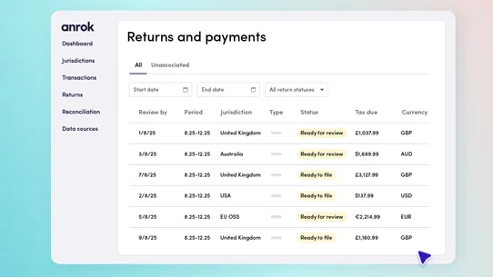 Anrok Sales Tax Automation screenshot