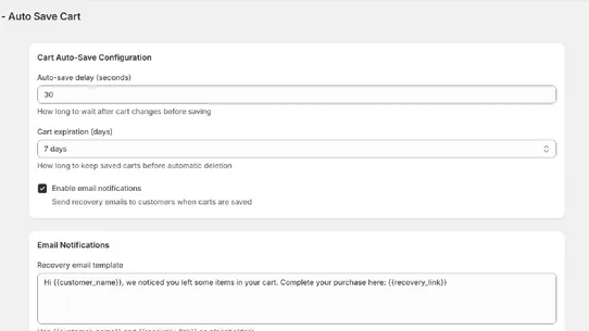 Draftly | Auto Save Cart screenshot