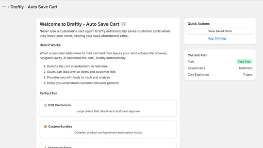 Draftly | Auto Save Cart screenshot
