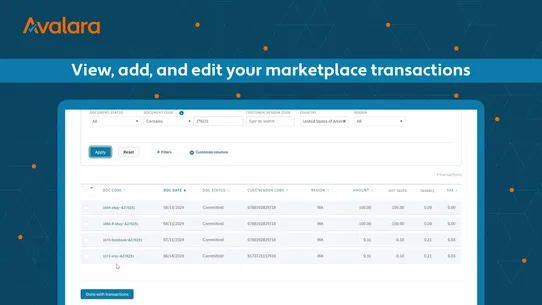 Avalara Marketplace Extractor screenshot